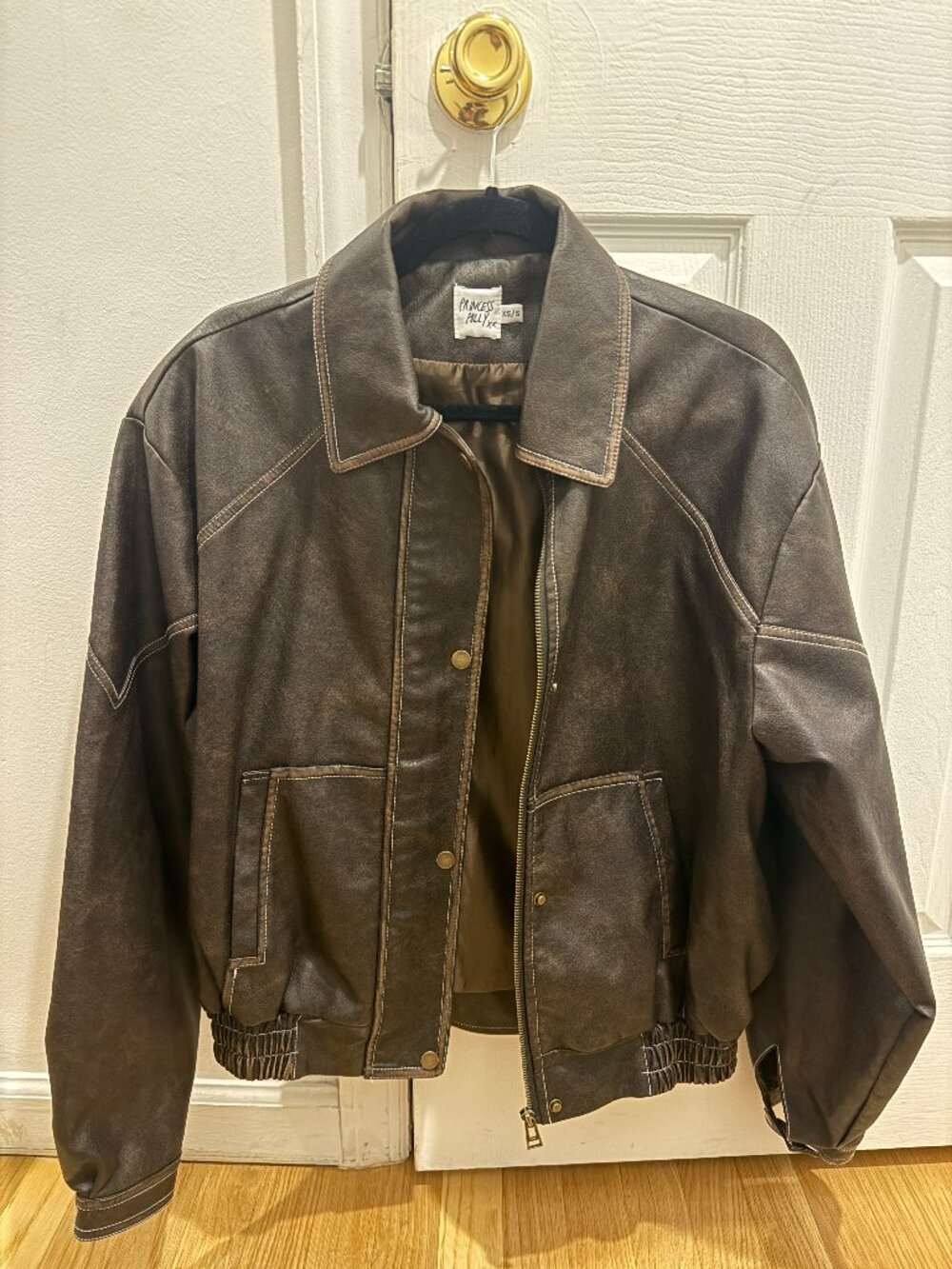 Princess Polly Brown Leather Jacket - Picture 3 of 6